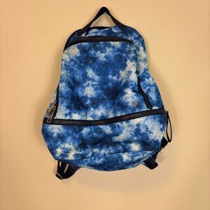 Lululemon Blue with White Watercolor Print Backpack 16"